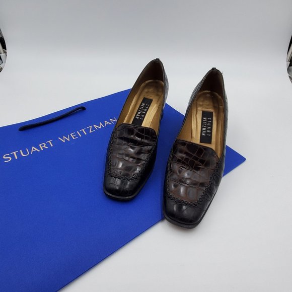 Stuart Weitzman chocolate brown croc pumps - Picture 6 of 8